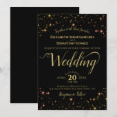 Gold op Black Starry Skies Evening Wedding Kaart (Voorkant / Achterkant)