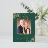 Gold op Emerald Green Wedding Save the Date Photo Aankondigingskaart (Staand voorkant)