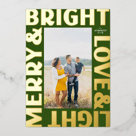 Gold op Green Merry en Bright Love and Light Folie Feestdagenkaart