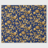 Gold op marinesblauwe moderne  platte nijlplant cadeaupapier (Vlak)