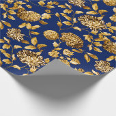 Gold op marinesblauwe moderne  platte nijlplant cadeaupapier (Hoek)