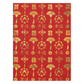Gold op Red Lucky Chinese Symbols Pattern Tafelkleed (Voorkant)