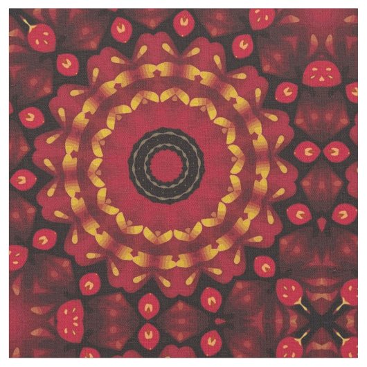 Gold op Red Mandala Stof (Close Up)