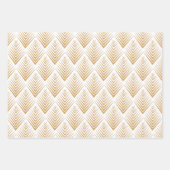 Gold op White Art Deco Fan Flowers Pattern Inpakpapier Vel (Voorkant)