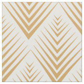 Gold op White Art Deco Fan Flowers Pattern Stof (Close Up)