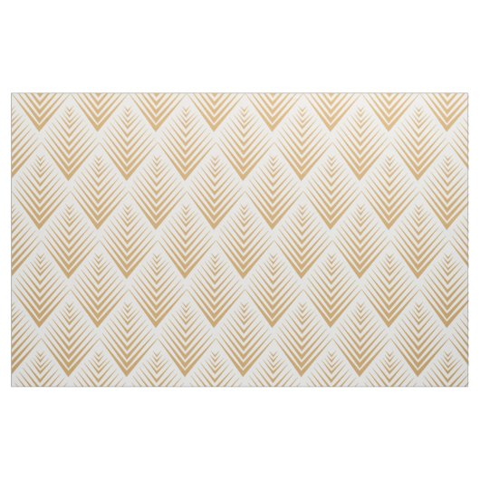 Gold op White Art Deco Fan Flowers Pattern Stof (Fat Quarter)