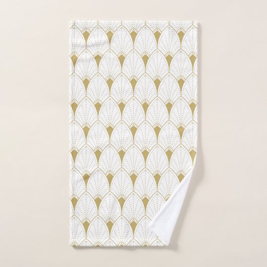 Gold op White Art Deco Geometric Pattern Bad Handdoek (Handdoek)