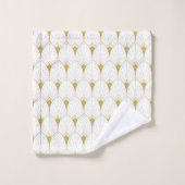 Gold op White Art Deco Geometric Pattern Bad Handdoek (Wasdoekje)