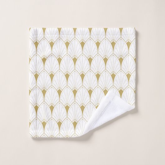 Gold op White Art Deco Geometric Pattern Bad Handdoek (Wasdoekje)