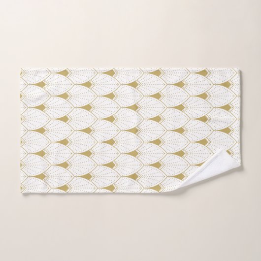 Gold op White Art Deco Geometric Pattern Bad Handdoek (Handdoek)