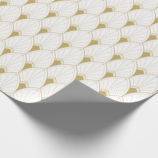 Gold op White Art Deco Geometric Pattern Cadeaupapier (Hoek)