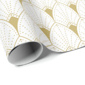 Gold op White Art Deco Geometric Pattern Cadeaupapier (Rol Hoek)