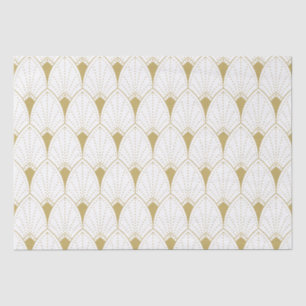 Gold op White Art Deco Geometric Pattern Tissuepapier