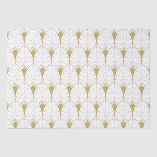 Gold op White Art Deco Geometric Pattern Tissuepapier (Voorkant)