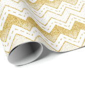 Gold op White Chevron Pattern Cadeaupapier (Rol Hoek)