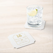 Gold op White Quinceanera Spaans Sparen de Datum Kartonnen Onderzetters (Insitu)