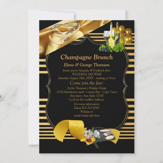 Gold op zwart, Art-Deco Brunch aankondigingen (Voorkant)