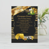 Gold op zwart, Art-Deco Brunch aankondigingen (Staand voorkant)