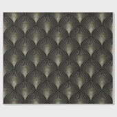 Gold op zwart geometrisch art Deco-patroon Cadeaupapier (Vlak)
