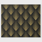 Gold op zwart geometrisch Art-Deco-patroon Cadeaupapier (Vlak)
