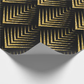 Gold op zwart geometrisch Art-Deco-patroon Cadeaupapier (Hoek)