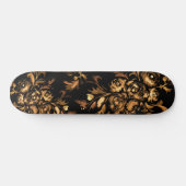 Gold op zwarte Rozen - Floral Pattern Persoonlijk Skateboard (Horizontaal)
