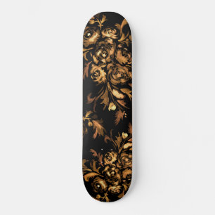Gold op zwarte Rozen - Floral Pattern Persoonlijk Skateboard