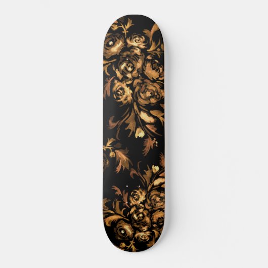 Gold op zwarte Rozen - Floral Pattern Persoonlijk Skateboard (Voorkant)