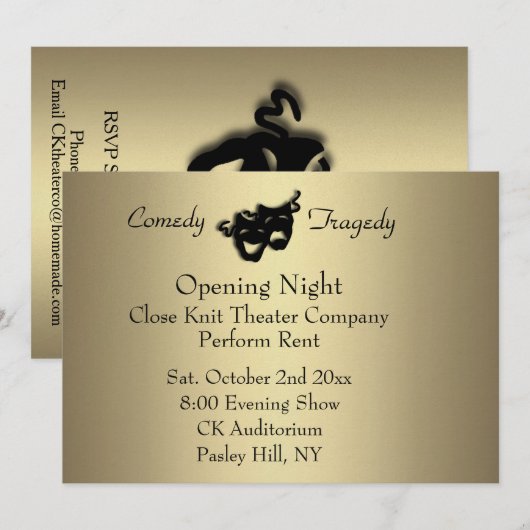 Gold Opening Nachtuitnodiging Kaart (Voorkant / Achterkant)