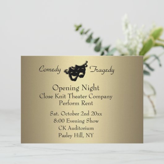 Gold Opening Nachtuitnodiging Kaart (Staand voorkant)