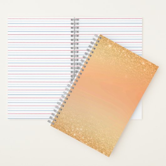 Gold & Orange Notebook with Sparkle Glam Aesthetic Notitieboek (Binnen)
