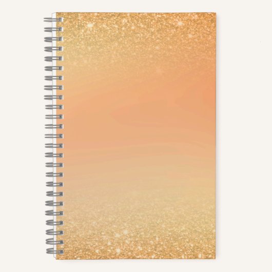 Gold & Orange Notebook with Sparkle Glam Aesthetic Notitieboek (Voorkant)