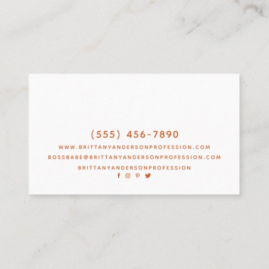 Gold Oranje Amber Professional Visitekaartje (Achterkant)