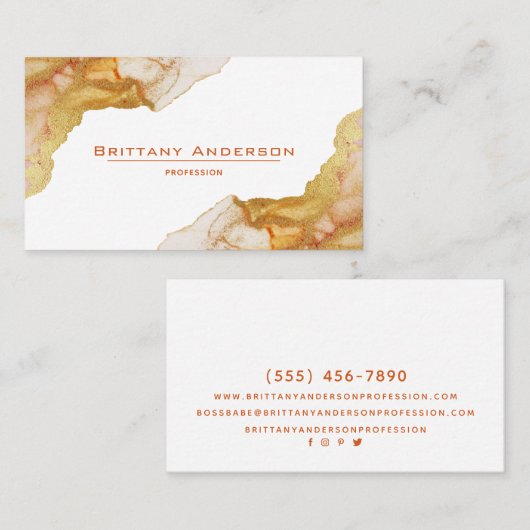 Gold Oranje Amber Professional Visitekaartje (Voorkant / Achterkant)