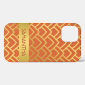 Gold Oranje Art Deco Geometric Persoonlijke Naam Case-Mate iPhone Case (Achterkant (horizontaal))