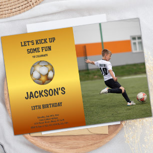 Gold Oranje Birthday Invitations met foto Kaart