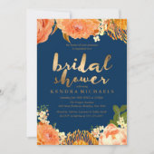 Gold & Oranje florale bridal Shower Kaart (Voorkant)