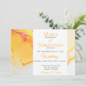 *~* Gold Oranje Fuchsia Waterverf Weddenschap Kaart (Staand voorkant)