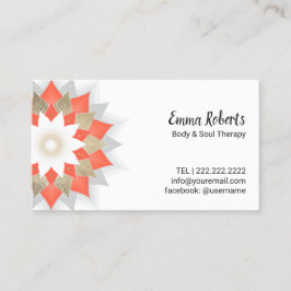 Gold & Oranje Lotus Flower Body & Soul Therapy Visitekaartje