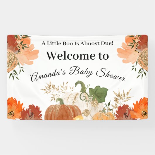 Gold Oranje najaar Herfst Baby shower Welkomstbann Spandoek (Horizontaal)