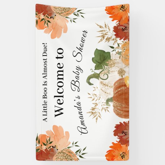 Gold Oranje najaar Herfst Baby shower Welkomstbann Spandoek (Verticaal)