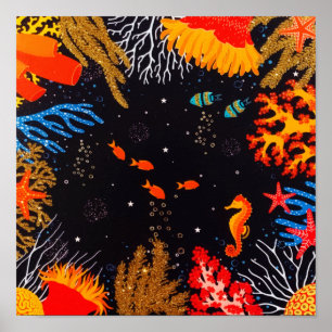 Gold Oranje tropische zomer onderwater Poster