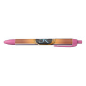 Gold Orb Stars Sapphire Blue Monogram Zwarte Inkt Pen (Bodem)