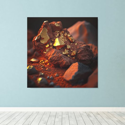Gold Ore Close-up: Red Earth Canvas (Insitu (Houten vloer))
