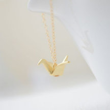 Gold Origami Folded Crane Ketting