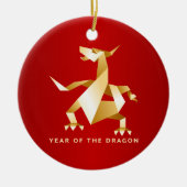 Gold Origami Jaar van de Draak op rood 2012 Keramisch Ornament (Voorkant)