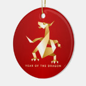 Gold Origami Jaar van de Draak op rood 2012 Keramisch Ornament (Links)