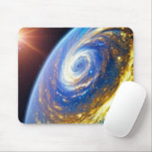 Gold orkaan op een Planet Mousepad Muismat (Met muis)
