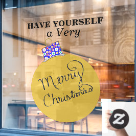 Gold Ornament Ball Merry kerst Raamsticker