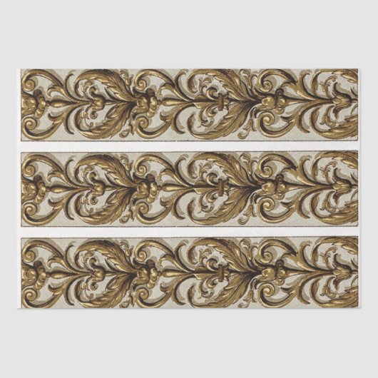 Gold Ornament Fleur de Lis Border Decoupage Tissuepapier (Voorkant)